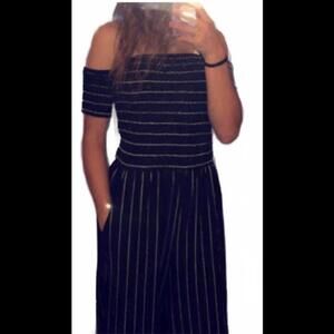 Altar’d State   Striped Off-Shoulder Jumpsuit - NWT